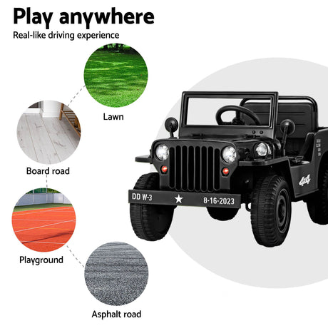 Kids Electric Ride On Military Off Road Car with Remote Control 12V Black