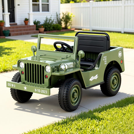 Kids Electric Ride On Military Off Road Car with Remote Control 12V Olive