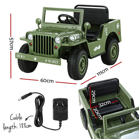 Kids Electric Ride On Military Off Road Car with Remote Control 12V Olive