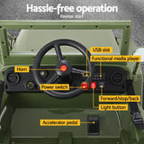 Rufforth Kids Ride On Military Jeep, 12V Electric, Olive
