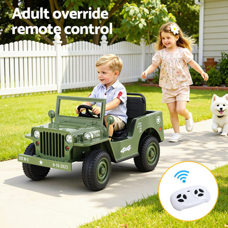 Kids Electric Ride On Military Off Road Car with Remote Control 12V Olive
