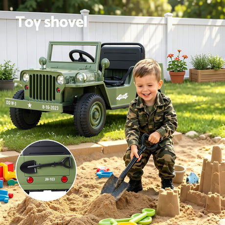 Kids Electric Ride On Military Off Road Car with Remote Control 12V Olive