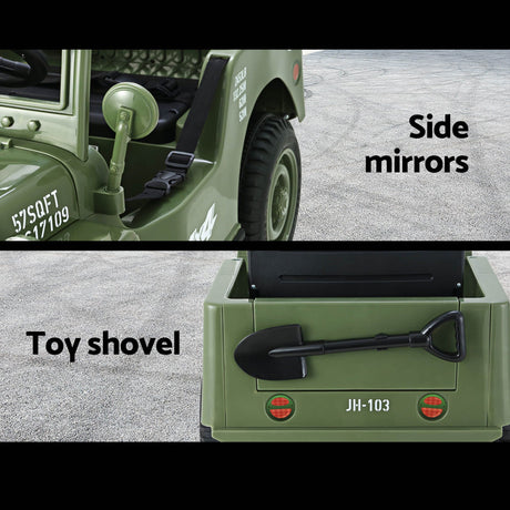 Kids Electric Ride On Military Off Road Car with Remote Control 12V Olive