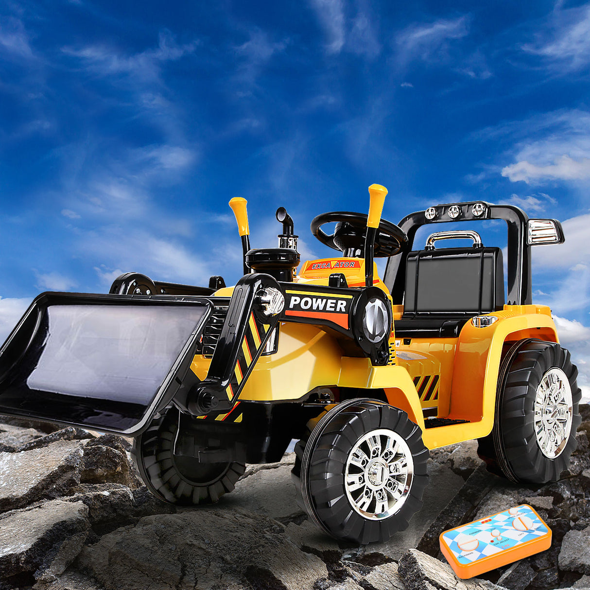 Greenham Ride On Bulldozer Digger 6V Electric, Yellow