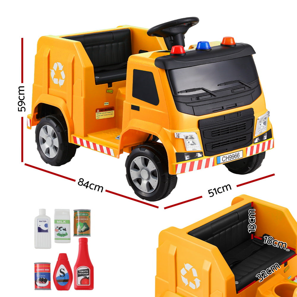 Peterhead Ride On Garbage Truck 12V Electric, Yellow
