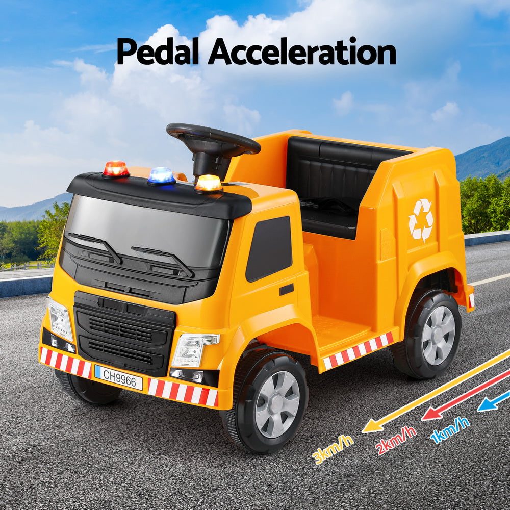 Peterhead Ride On Garbage Truck 12V Electric, Yellow