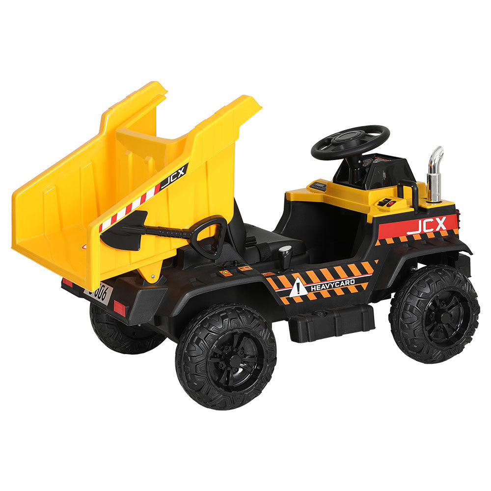 Crystal Kids Ride On Dump Truck Loader, 12V Electric, Yellow