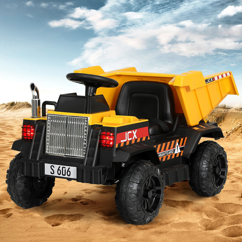 Crystal yellow kids electric ride on dump truck loader