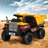 Crystal yellow kids electric ride on dump truck loader