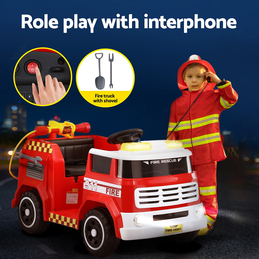 Throckmorton Kids Ride On Fire Engine Truck, 12V Electric, Red