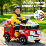 Throckmorton Kids Ride On Fire Engine Truck, 12V Electric, Red