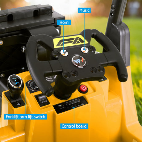 Kids Electric Ride On Forklift with Remote Control 12V Yellow