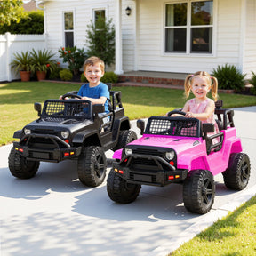 Silverstone Kids Ride On Car, 12V Off Road, Black Pink 2pcs