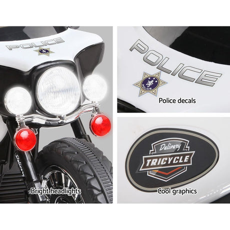 Kids Electric Ride On Police Cruiser Motorbike 6V Black