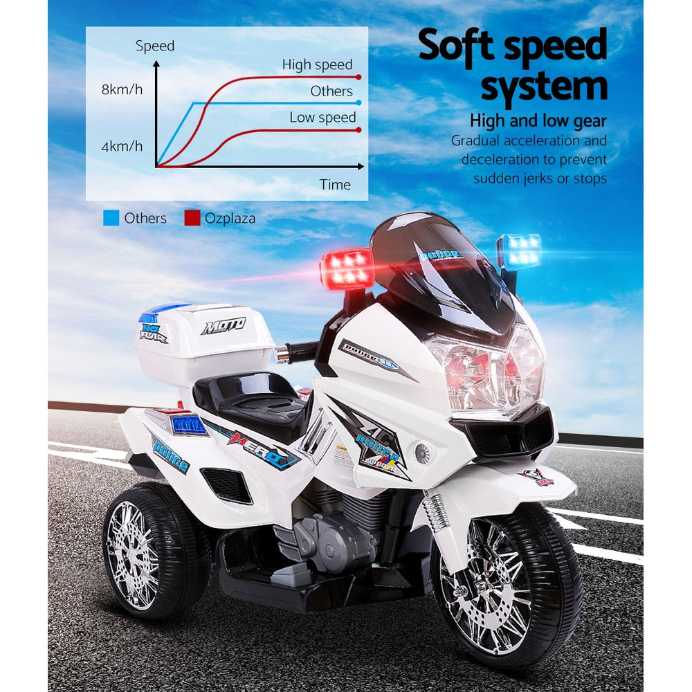 Fowlmere Ride On Police Motorcycle 6V Electric, White