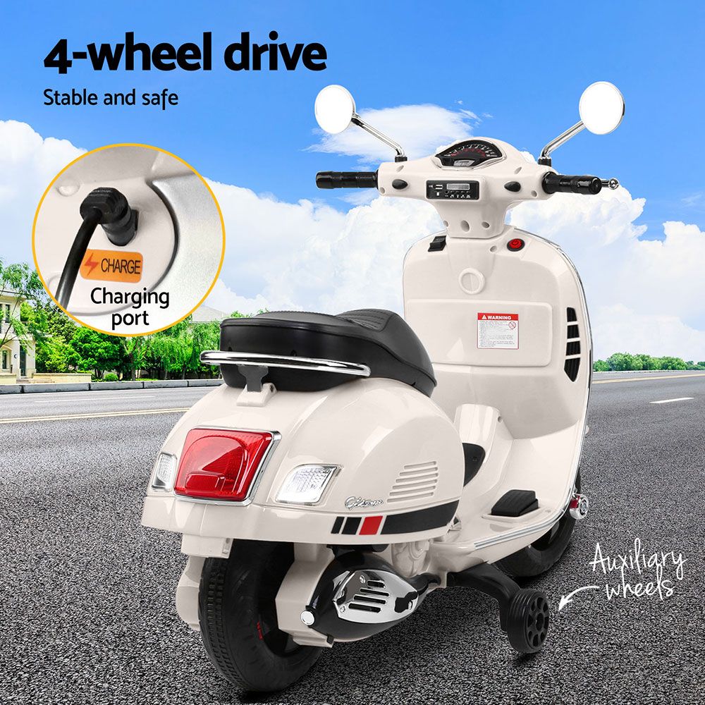 Gutierrez white kids electric ride on scooter motorcycle