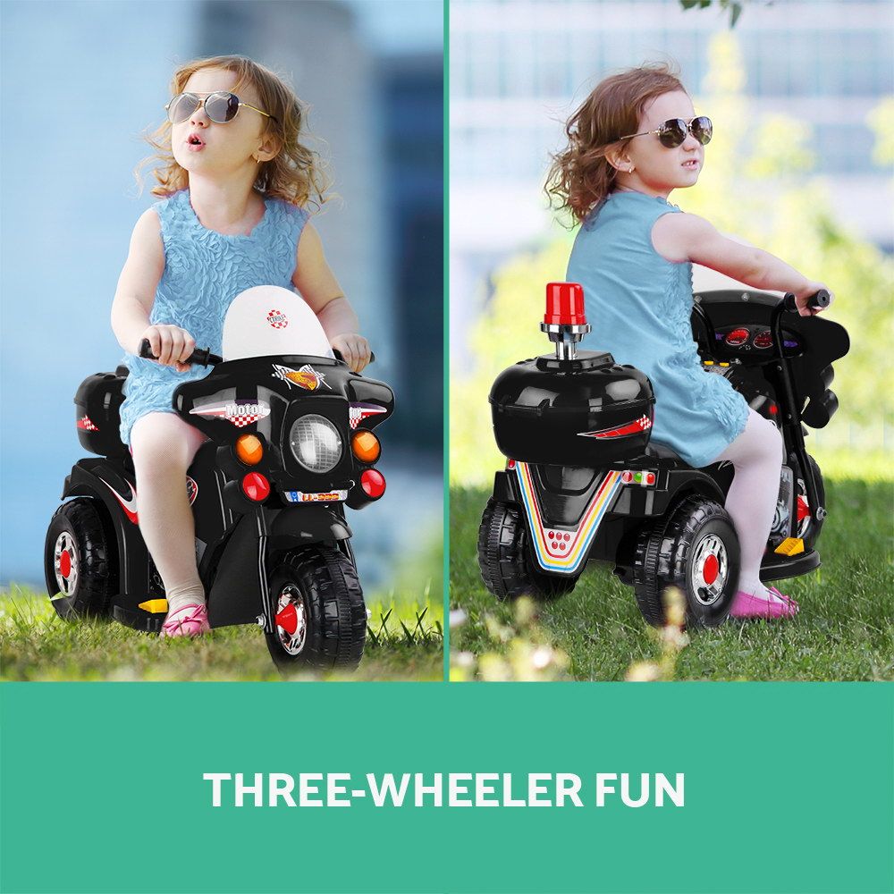 Kids Electric Ride On Police Motorcycle 6V Black