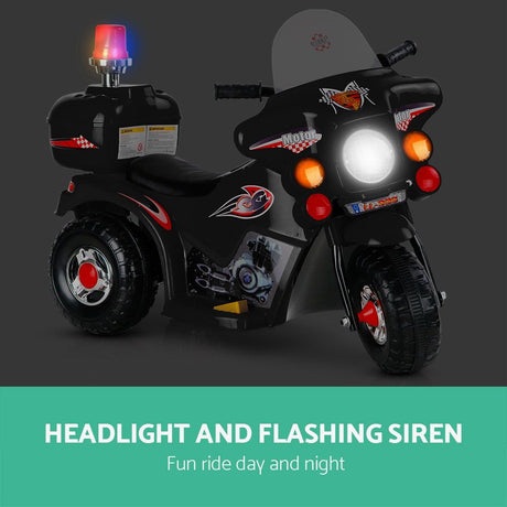 Kids Electric Ride On Police Motorcycle 6V Black