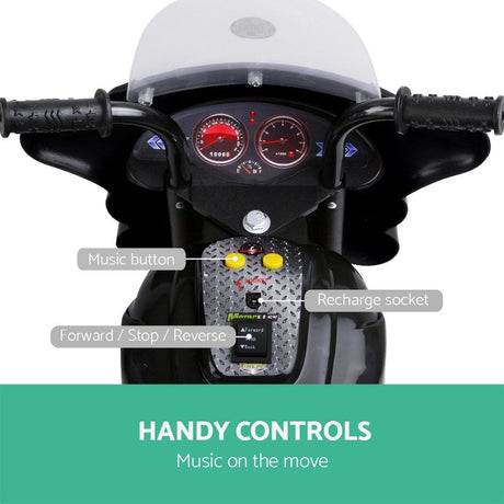 Kids Electric Ride On Police Motorcycle 6V Black