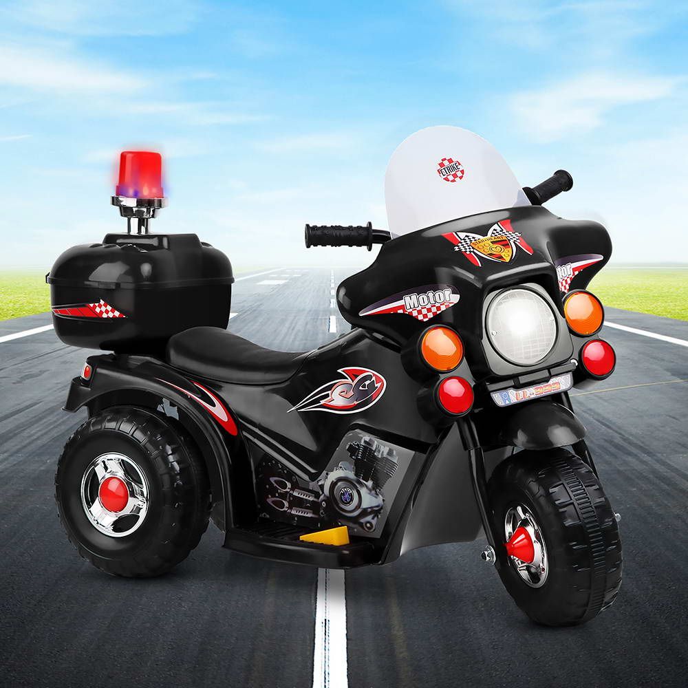 Kids Electric Ride On Police Motorcycle 6V Black