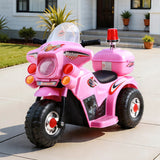 Kids Electric Ride On Police Motorcycle 6V Pink