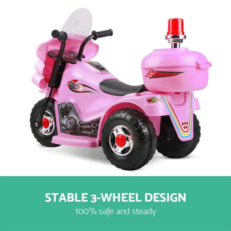 Kids Electric Ride On Police Motorcycle 6V Pink