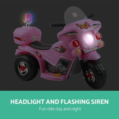 Kids Electric Ride On Police Motorcycle 6V Pink