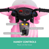 Kids Electric Ride On Police Motorcycle 6V Pink