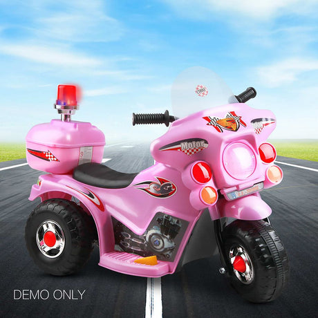 Kids Electric Ride On Police Motorcycle 6V Pink