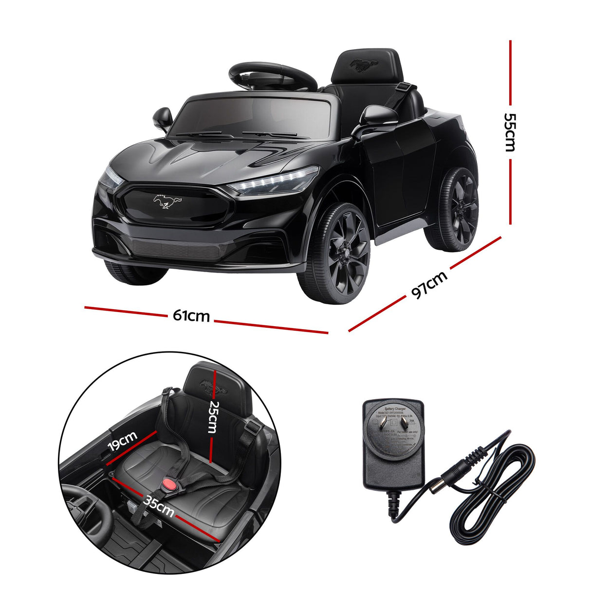 Kemble Kids Ride On Car, 12V Electric, Black