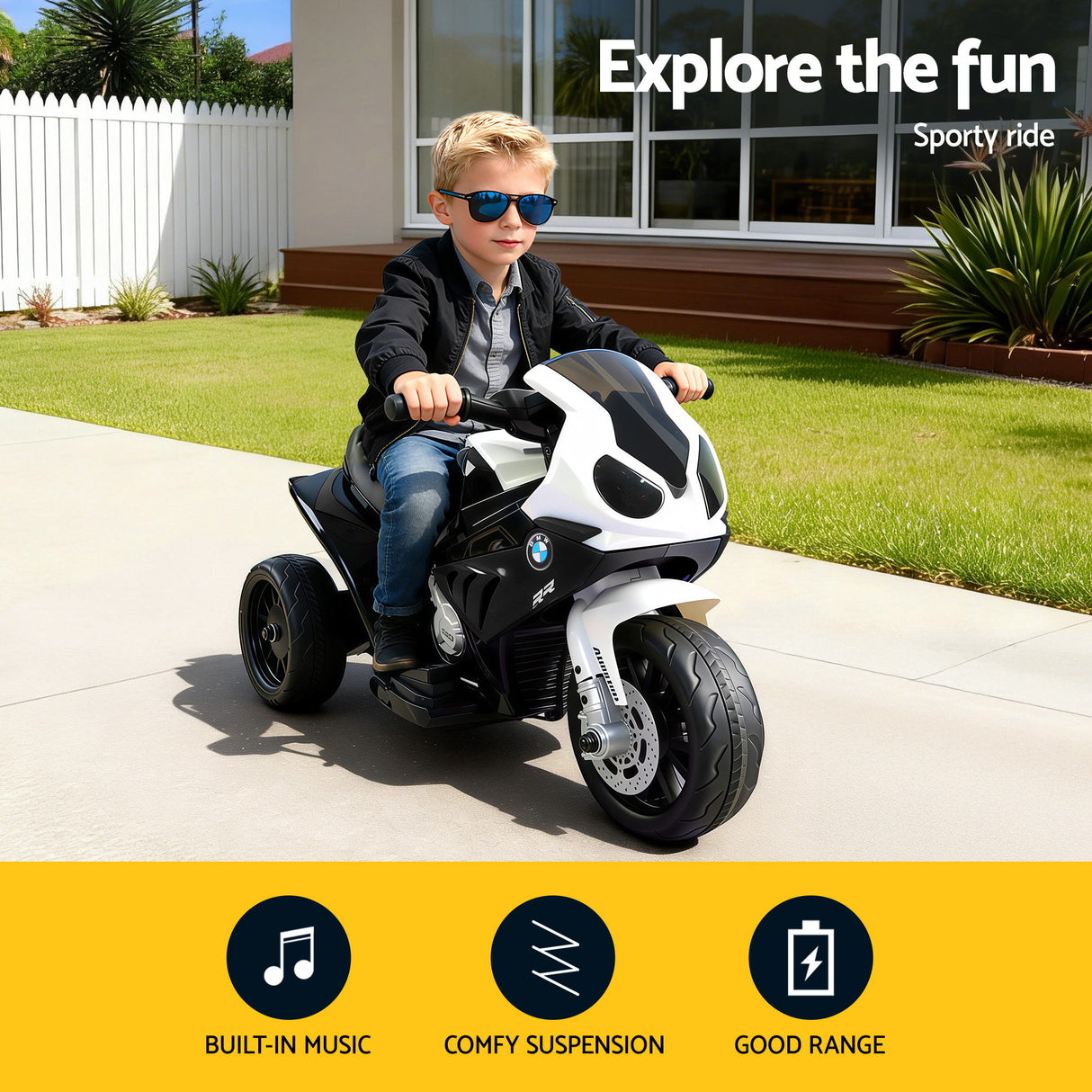 Guillelmo Kids Electric Ride On Motorcycle, Black