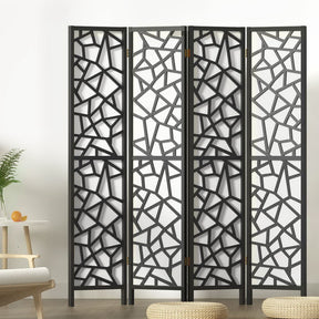 Yangshuo clover folding 4 panel room divider screen in a living room