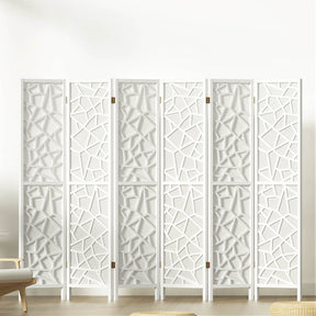 Lakes Entrance 6 Panel Room Divider Screen, White