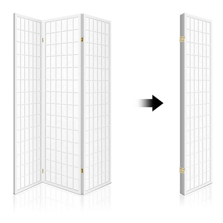 Artiss 3-Panel Folding Room Divider Screen — Oriental Flair, Natural Beige or White — Allure Home Collections