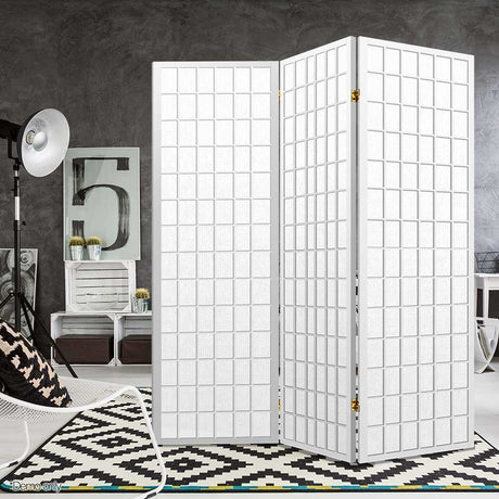 Artiss 3-Panel Folding Room Divider Screen — Oriental Flair, Natural Beige or White — Allure Home Collections