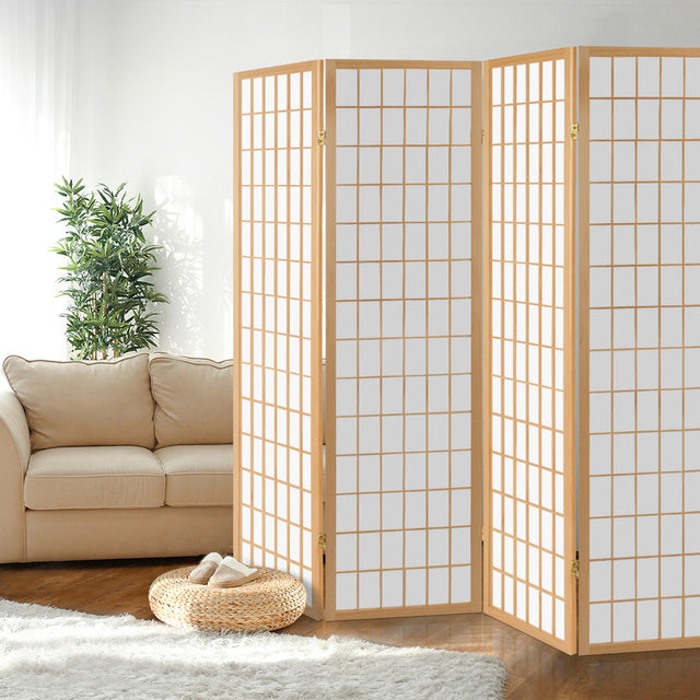 Artiss 4-Panel Folding Room Divider Screen — Oriental Flair, Natural or White — Allure Home Collections