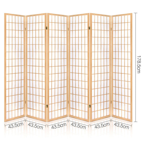 Artiss 6-Panel Freestanding Room Divider Screen — 261x179cm, White or Natural — Allure Home Collections