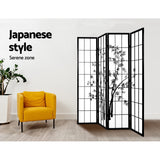 Artiss 4-Panel Bamboo Room Divider Screen — 174x179cm, Black and White — Allure Home Collections