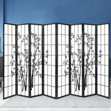 Artiss 8-Panel Bamboo Room Divider Screen — 348x179cm, Black and White — Allure Home Collections