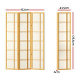 Artiss NOVA 3-Panel Natural Wood Room Divider — 132x178.5cm — Allure Home Collections