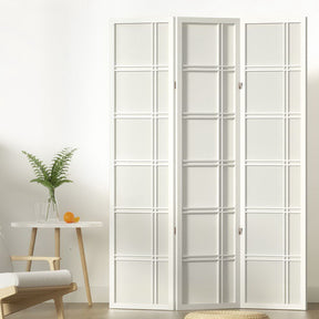 Dali white 3 panel room divider screen in a bedroom