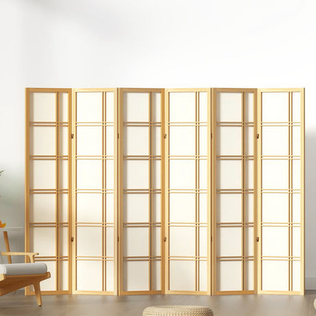 Artiss NOVA 6-Panel Folding Room Divider — 265x179cm, Natural or White — Allure Home Collections