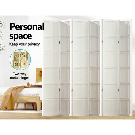 Artiss NOVA 6-Panel Folding Room Divider — 265x179cm, Natural or White — Allure Home Collections