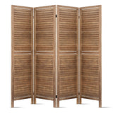Artiss 4-Panel Louvered Folding Room Divider — Paulownia Wood, Brown or White — Allure Home Collections