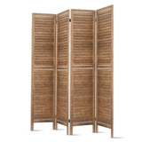 Artiss 4-Panel Louvered Folding Room Divider — Paulownia Wood, Brown or White — Allure Home Collections