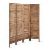 Artiss 4-Panel Louvered Folding Room Divider — Paulownia Wood, Brown or White — Allure Home Collections