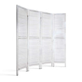 Artiss 4-Panel Louvered Folding Room Divider — Paulownia Wood, Brown or White — Allure Home Collections