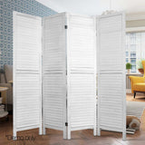 Artiss 4-Panel Louvered Folding Room Divider — Paulownia Wood, Brown or White — Allure Home Collections