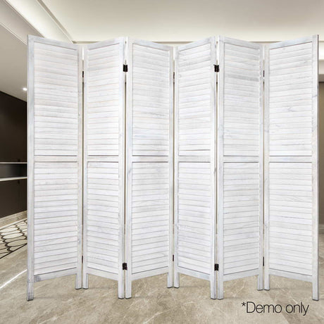 Artiss 6-Panel Louvered White Room Divider Screen — 245x170cm — Allure Home Collections