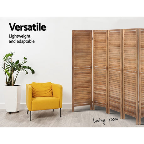 Artiss 8-Panel Louver Folding Room Divider — 326x170cm, White or Oak — Allure Home Collections